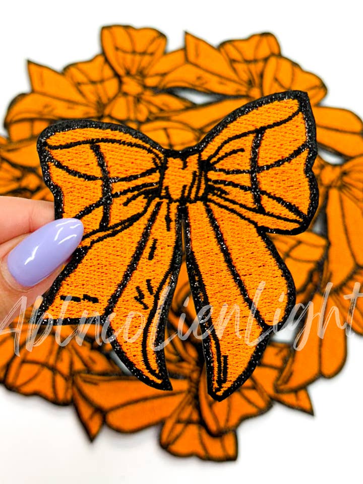 basketball bow glitter embroidery patch iron on for wholesale by ABLNco