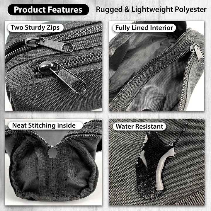 Powell Creative Products Ltd - Wholesale Pencil Case/Pouch - Black Pencil Case Plain 2 Zipped Compartments for Boys 3