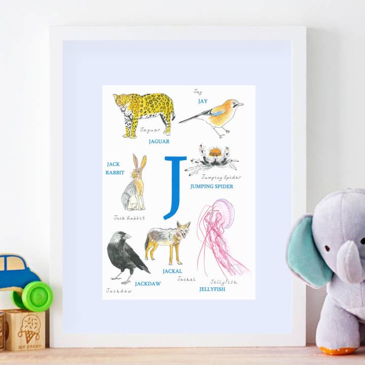 Imprimé Animal Alphabet J pour la vente par Sarah Gregory Designs