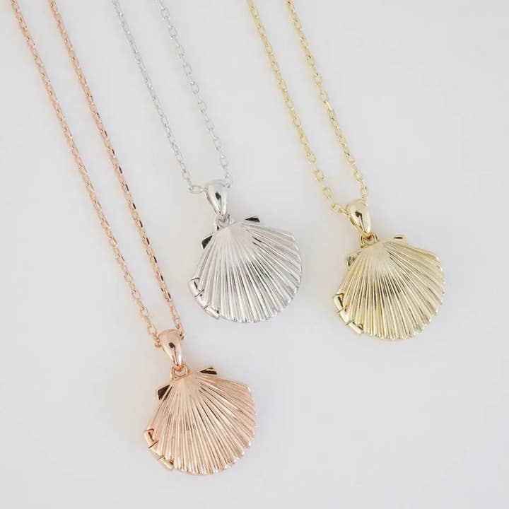 Shell Locket Necklace for wholesale by Honeycat Jewelry