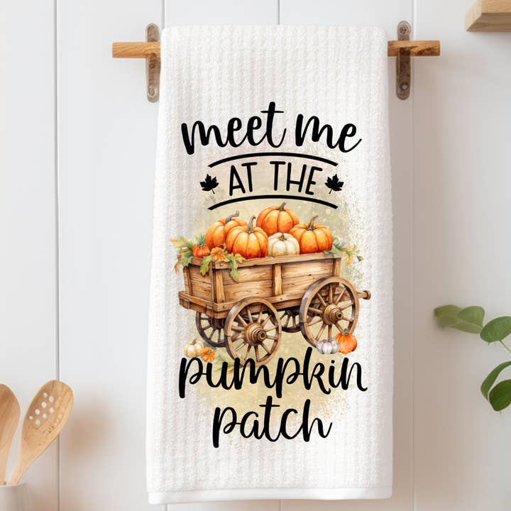 Meet Me At The Pumpkin Patch Tea Towel for wholesale by Driftwood Market Wholesale