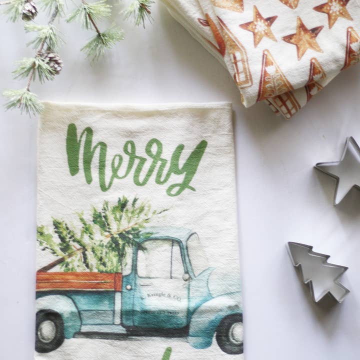 Honey Brush Design® - Wholesale Tea Towel - Christmas Truck Tea Towel2