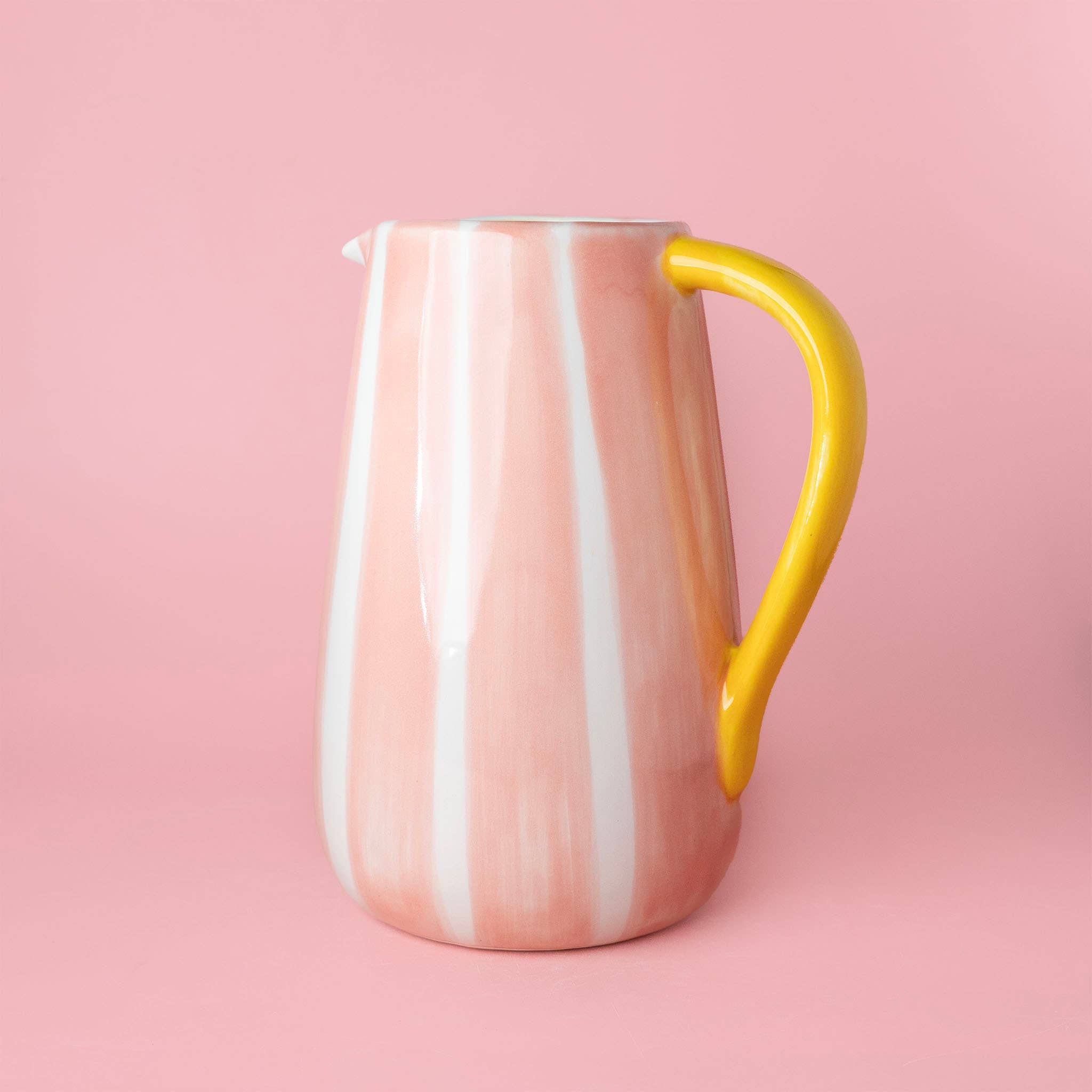 Alfar Tierra Cocida - Vendita all'ingrosso Caraffe - Brocca in ceramica con righe rosa e gialle 21 cm - VALENTINA3