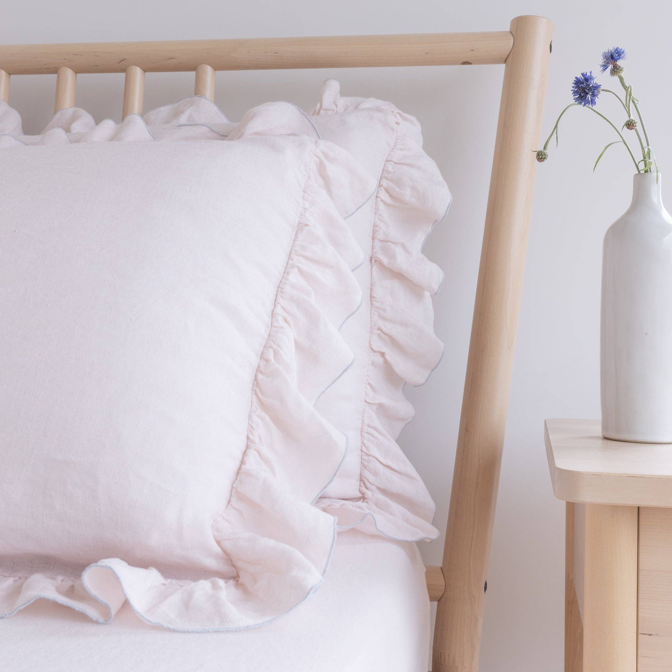 Amurelle - Wholesale Bedding Pillowcase/Sham - Breeze Linen Ruffle Pillowcase Pair - Rose1