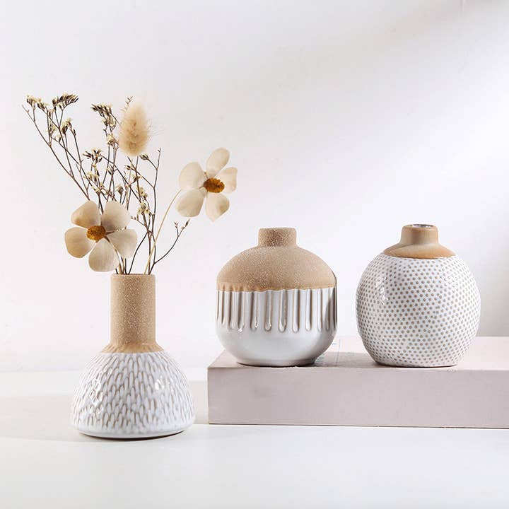 Sweet Home Deco – wholesale Vase – Rustic Frosted /Glazed Ceramic Bud Vase, Small Boho Vase,
