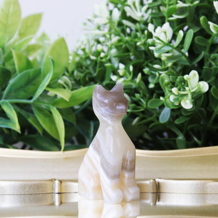 Natures Artifacts Inc - Wholesale Decorative Figurine - Zebra Onyx Cat - White Striped Cat4