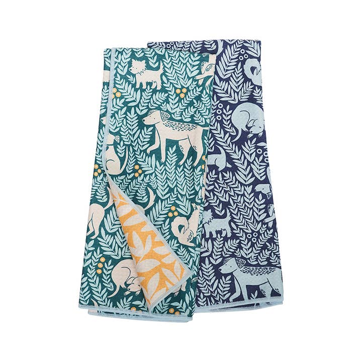 Once Again Home Co. - Wholesale Tea Towel - Anywhere Towel Reversible - Nuthatch Dog Park