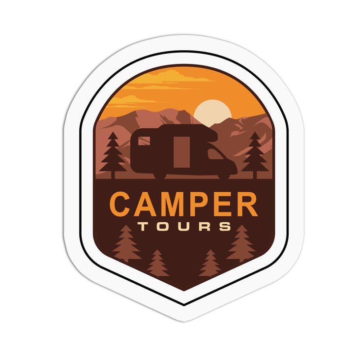 Camper Tours Camping Textuurstickers voor wholesale door Girls Printing House
