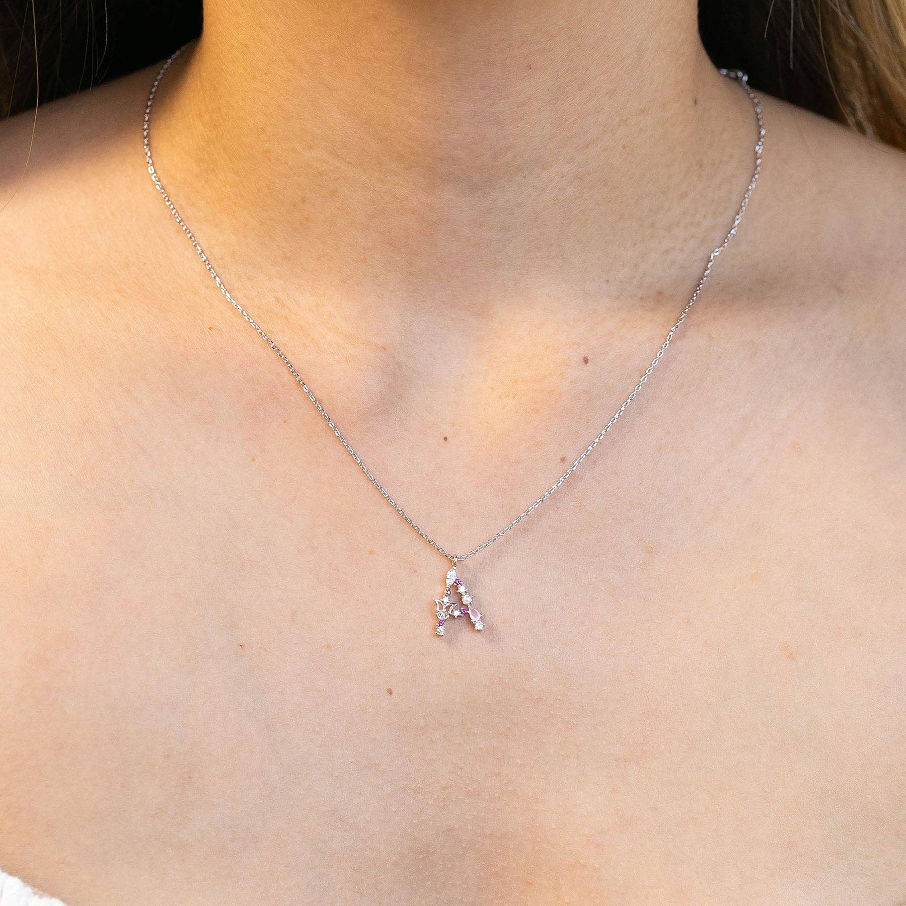 Girls Crew – wholesale Pendant/charm necklace – Flutterfly Stone Initial Necklace24