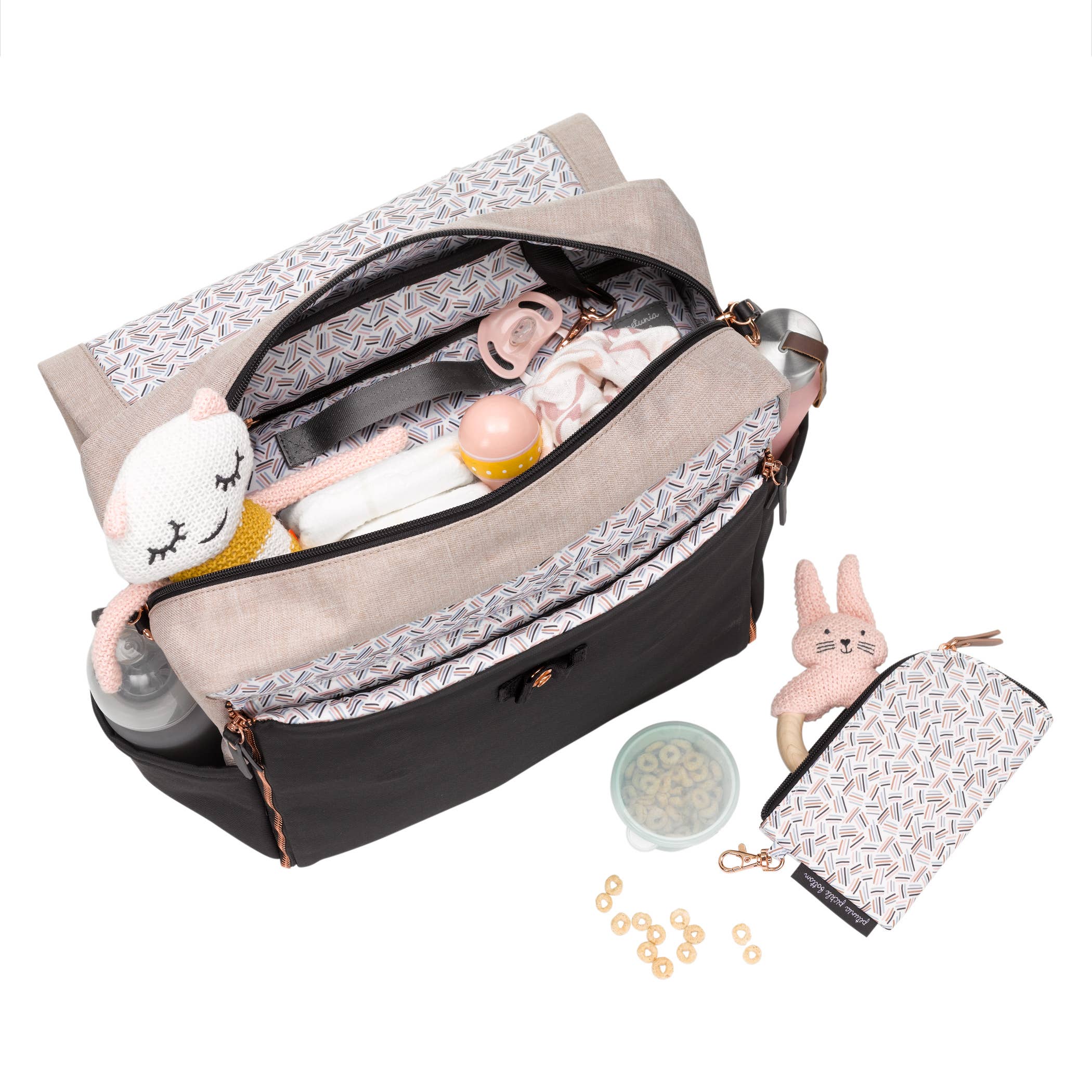 Petunia - Wholesale Diaper Bag - Baby - Boxy Backpack - Sand/Black3