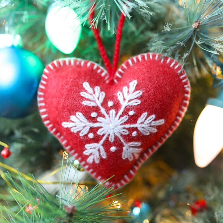 Ornaments 4 Orphans – wholesale Ornament – Heart Embroidered Wool Christmas Ornament4