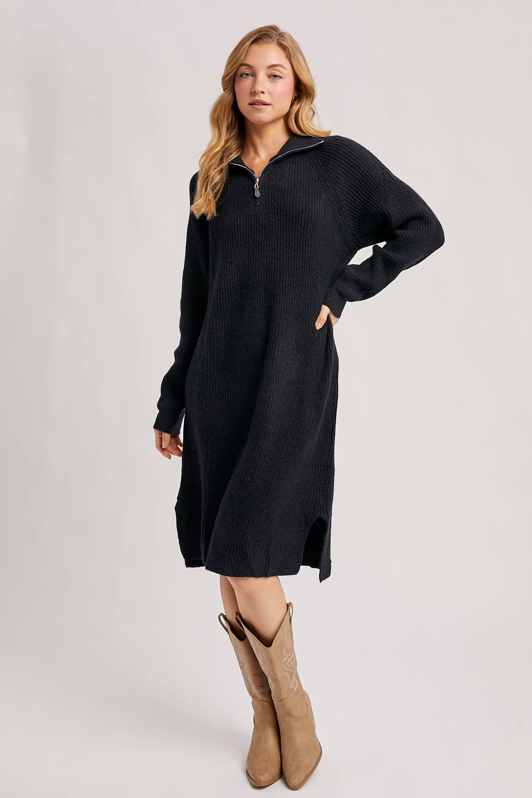 Bluivy - Wholesale Dress - Women's - QUARTER ZIP SWEATER DRESS32