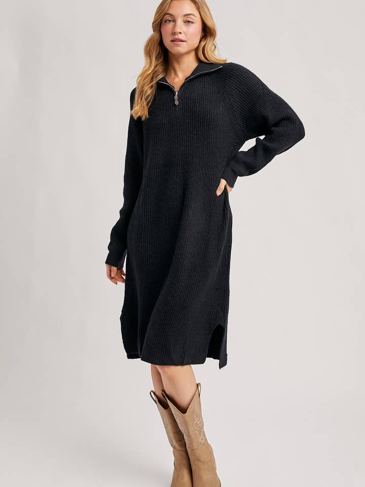 Bluivy - Wholesale Dress - Women's - QUARTER ZIP SWEATER DRESS32
