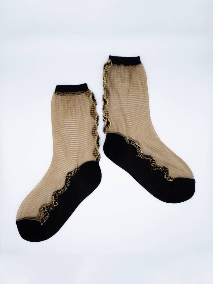Atelier St Eustache - Wholesale Socks - Women's - GOLDEN FRINGE • Women's sheer fringe socks4