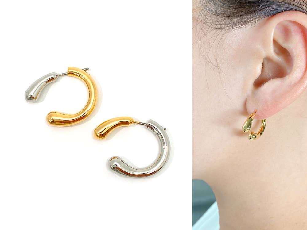 AJS Design Studio – Großhandel Hoops – Zweifarbige moderne offene Creolen0