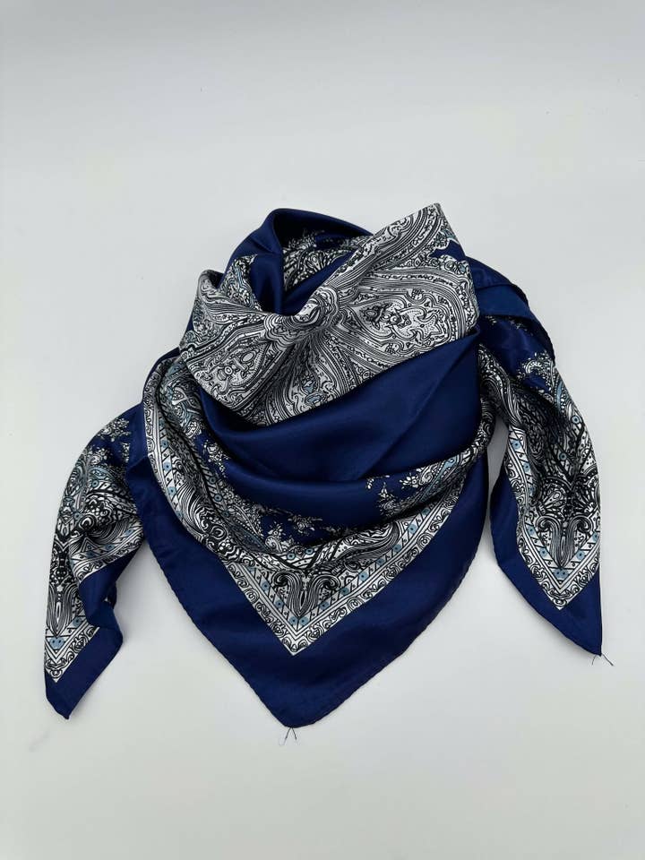 Navy & Light Blue Faceted Paisley for wholesale by TC Ranchwear Llc
