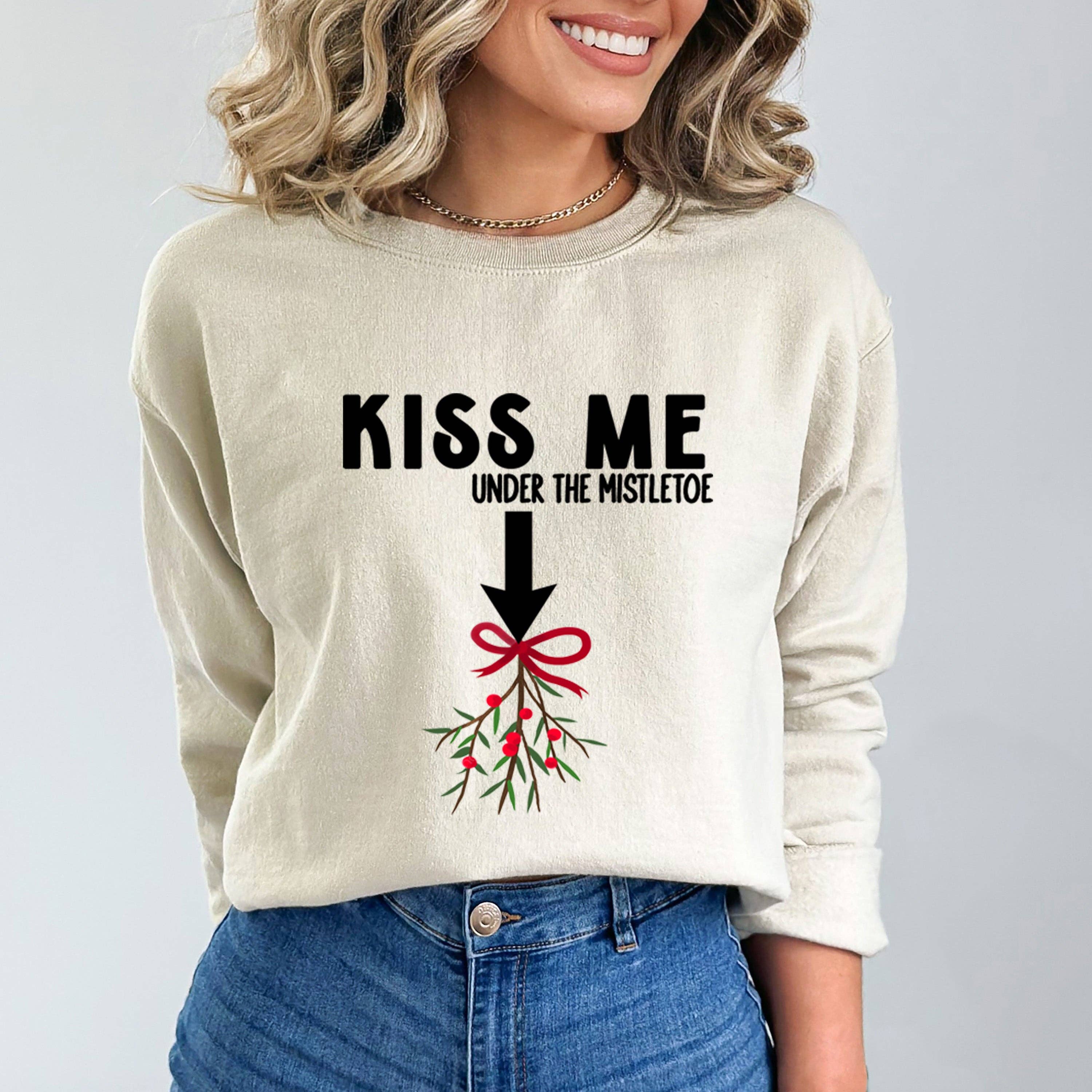 LA Shirt Company - Wholesale Graphic Sweatshirt - Women's - Kiss Me Under The Mistletoe - Sweatshirt & Hoodie0