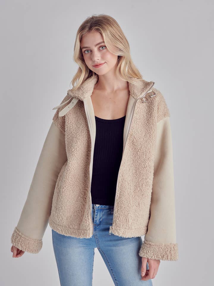 Funnel Neck Fleece Jacket - P80052 for wholesale by Petal Dew