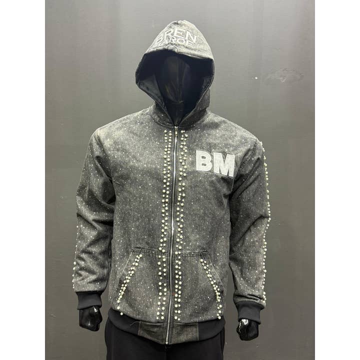 BREN MAROE Unisex Hoodie With Rhinestones And Pearls for wholesale by BREN MAROE