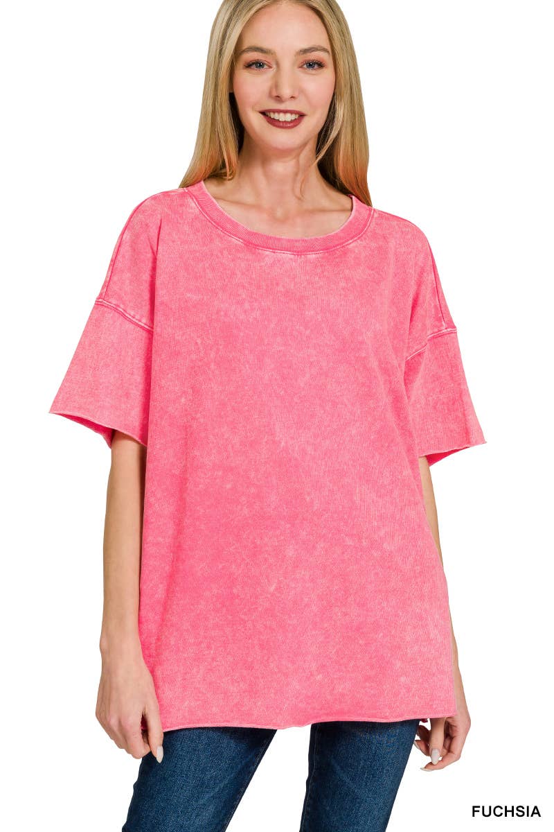 42POPS - Wholesale T-Shirt - Women's - ".._ Washed French Terry Loose fit Top Reg/Plus25