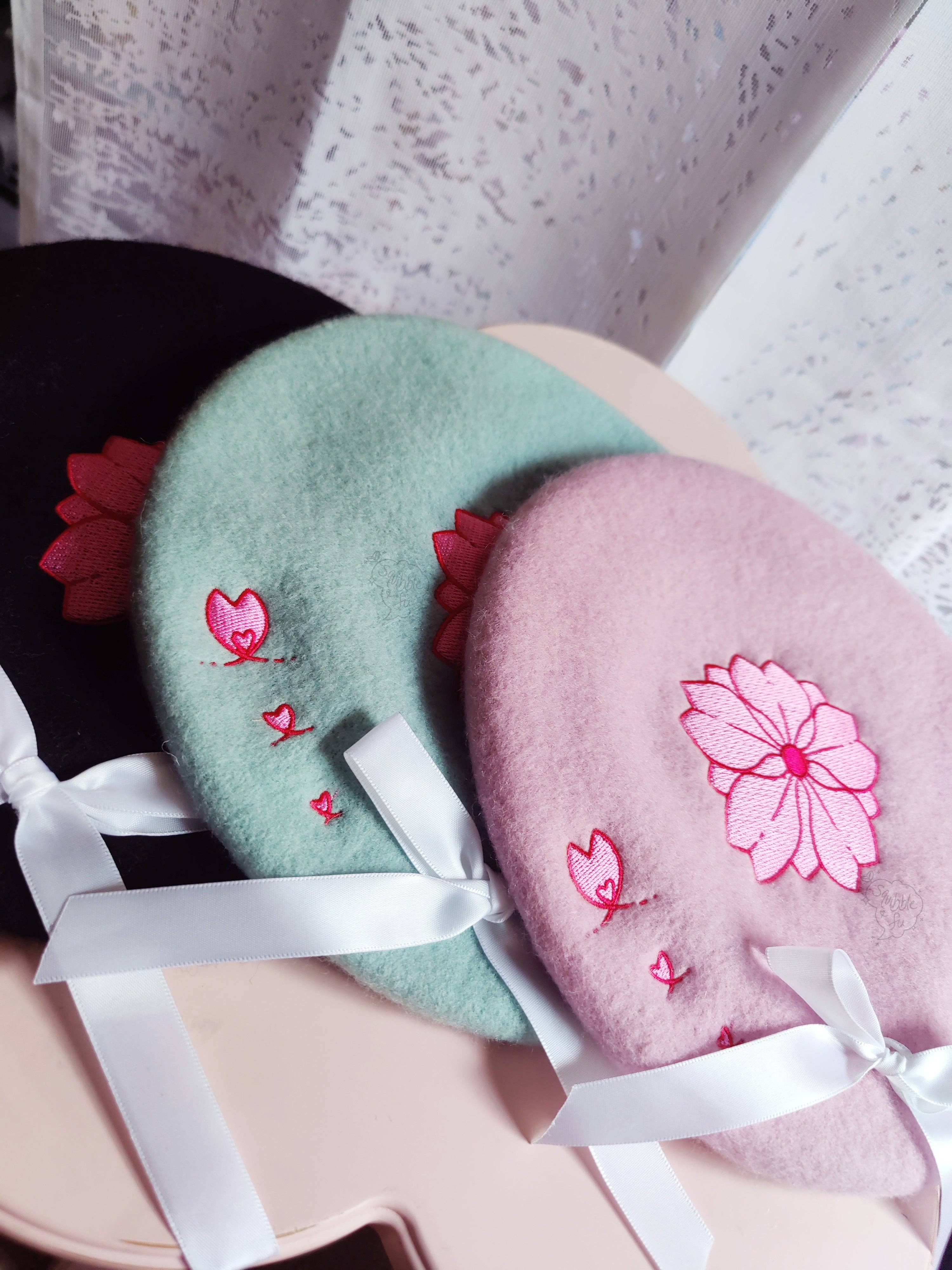 squibblefu - Wholesale Beret - Unisex - Sakura Bow Beret | SakurAccessories1