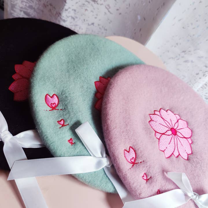 squibblefu - Wholesale Beret - Unisex - Sakura Bow Beret | SakurAccessories1