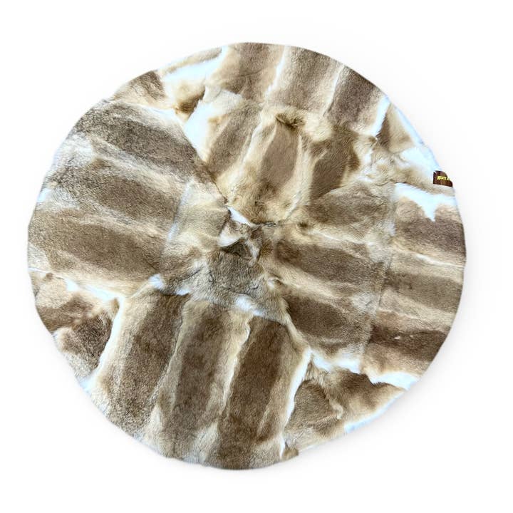 4x4’ brauner Designer-Teppich aus Kaninchenfell, rund für den Großhandel von Western Linens