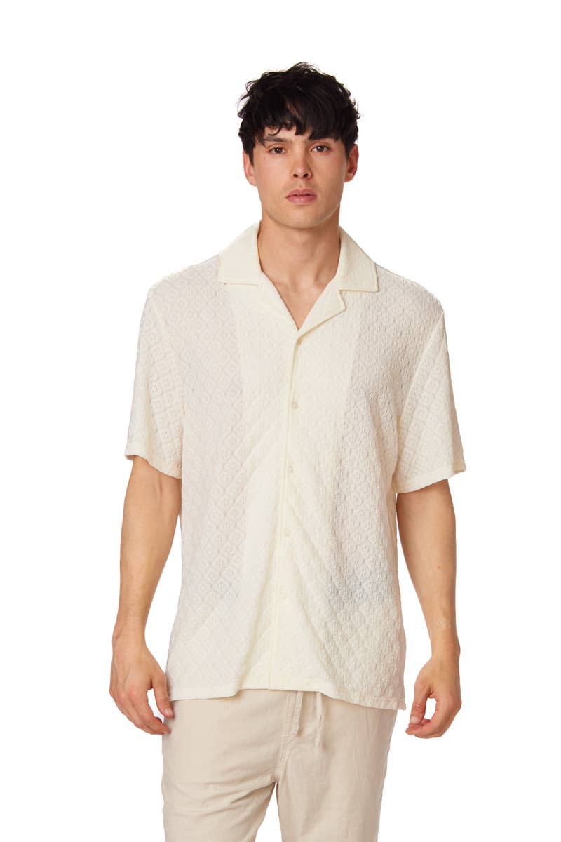 Crochet/Textured Short Sleeve Men's Shirt  for wholesale on Faire0