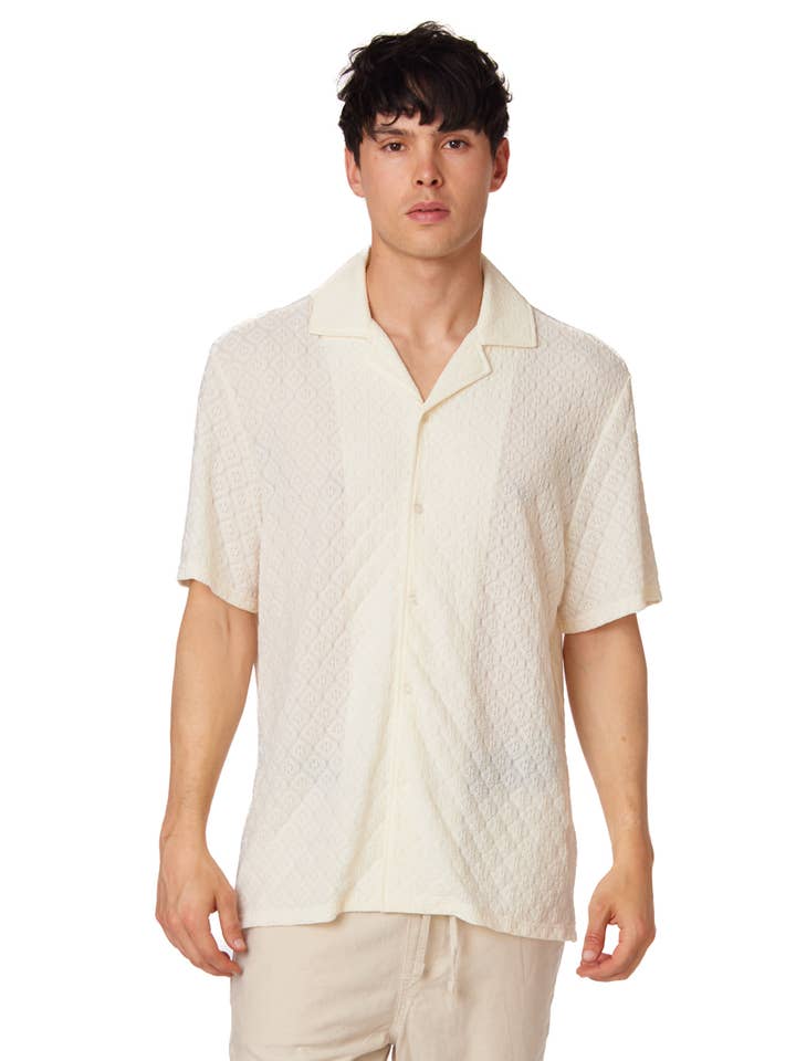 Crochet/Textured Short Sleeve Men's Shirt for wholesale on Faire0