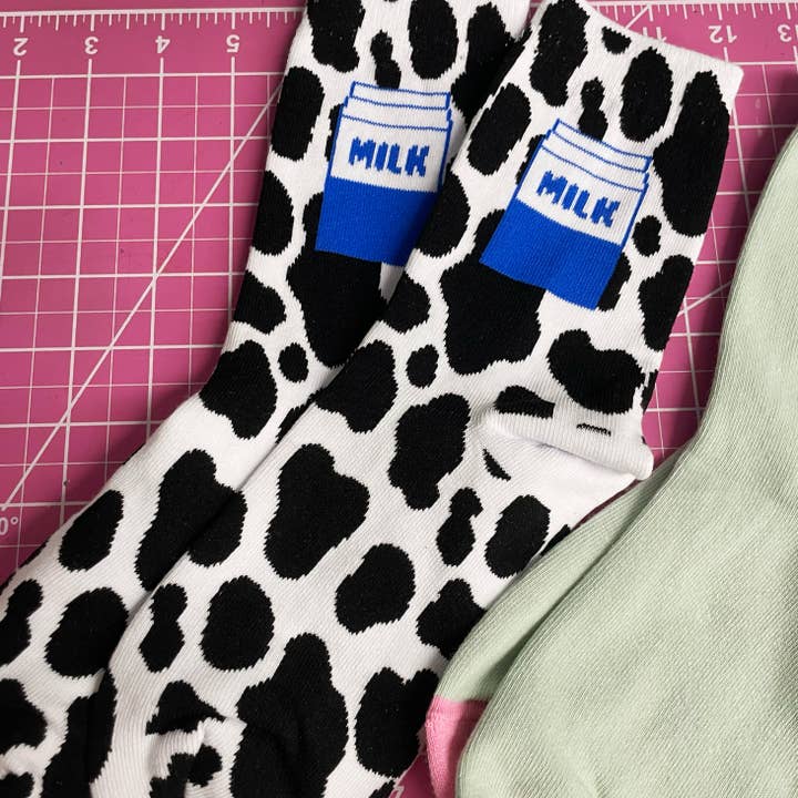 Cow Milk Socks for wholesale by mintandapple