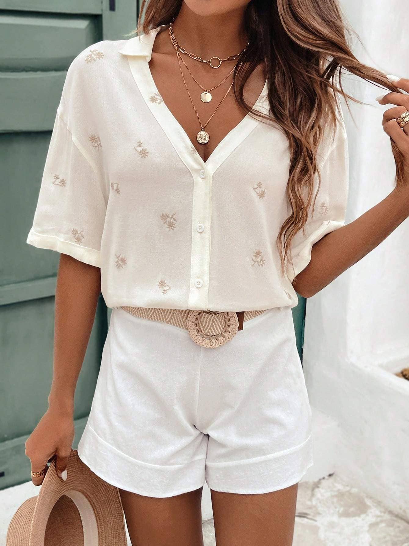 Flarix - Wholesale Button Down Shirt - Women's - shirt navy blue top office wear casual women shirt14