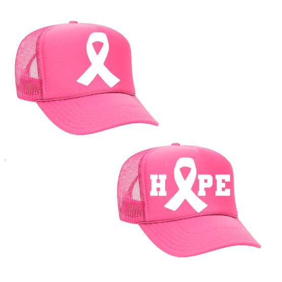 Pink Hope Ribbon Breast cancer awareness Trucker hat cap for wholesale by The Candy Collections