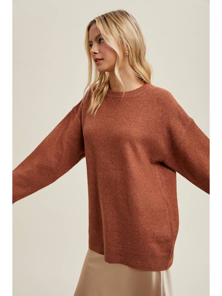 RUST BRUSHED SOFT SWEATER / WL24-9673 for wholesale on Faire