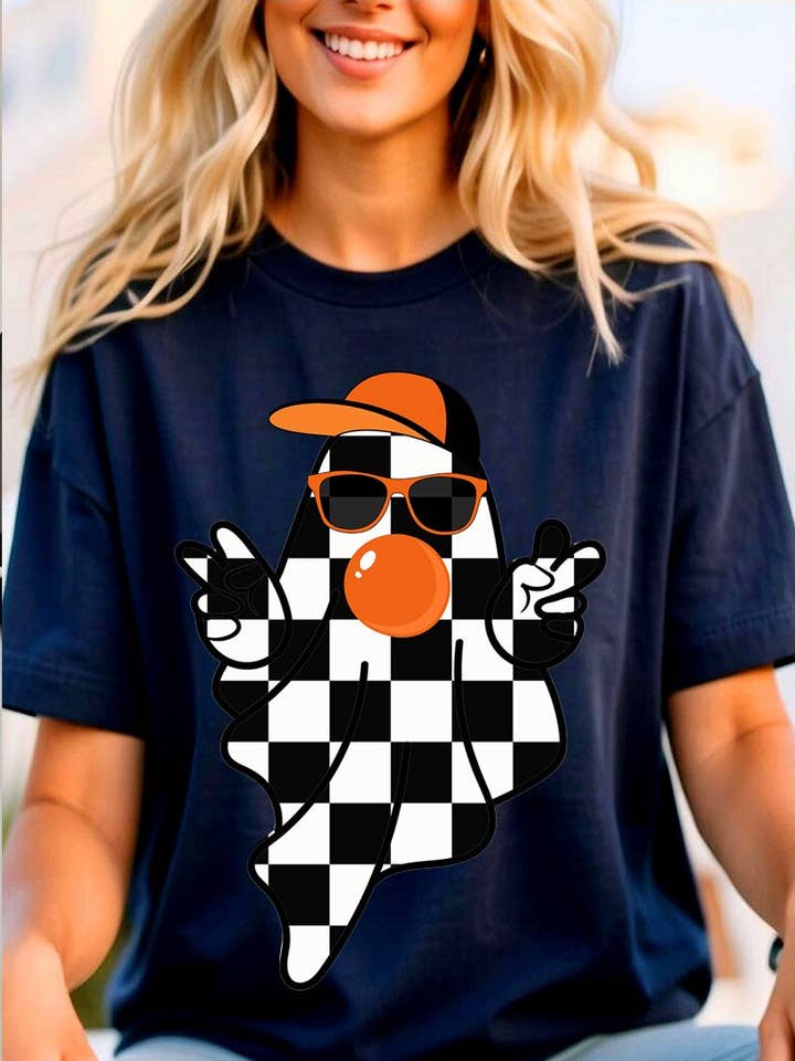 Halloween Ghost Graphic Heavyweight Cotton Tee. for wholesale by DG WORLD