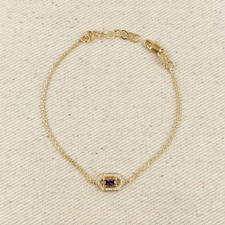 GoldFi - Wholesale Link & Chain Bracelet - 18k Gold Filled Fancy Birthstone Bracelet18