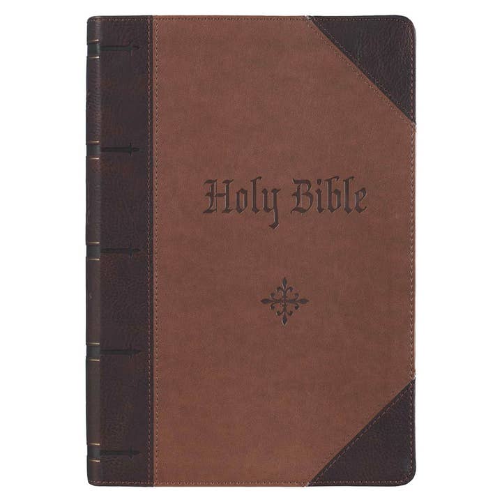 KJV Bible Giant Print Full-size Faux Leather, Brown Two-tone for wholesale by Christian Art Gifts