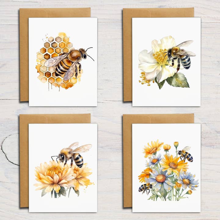 Assorted Bee Note Cards for wholesale by Mississippi Mae Monograms