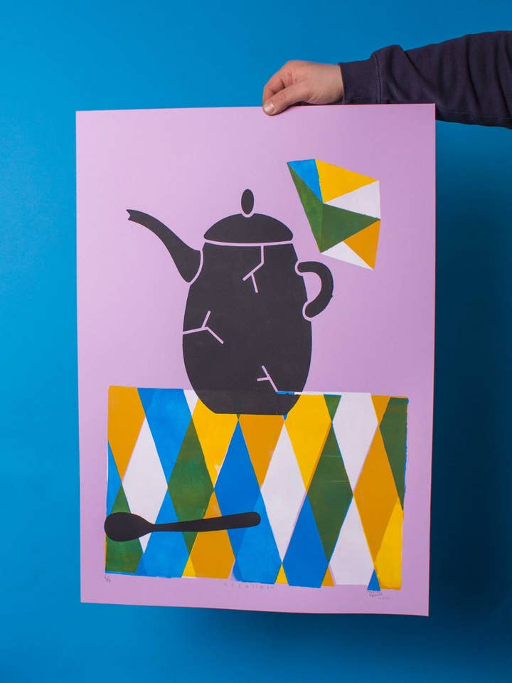 Pochoir "Teatime" 50 x 70 cm pour la vente par Martin Krusche Illustration