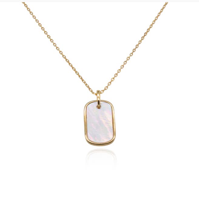 Aurora Jewels – Großhandel Kette mit Anhänger/Charm – Hundemarken-Halskette aus schwarzem Onyx und Perlmutt
