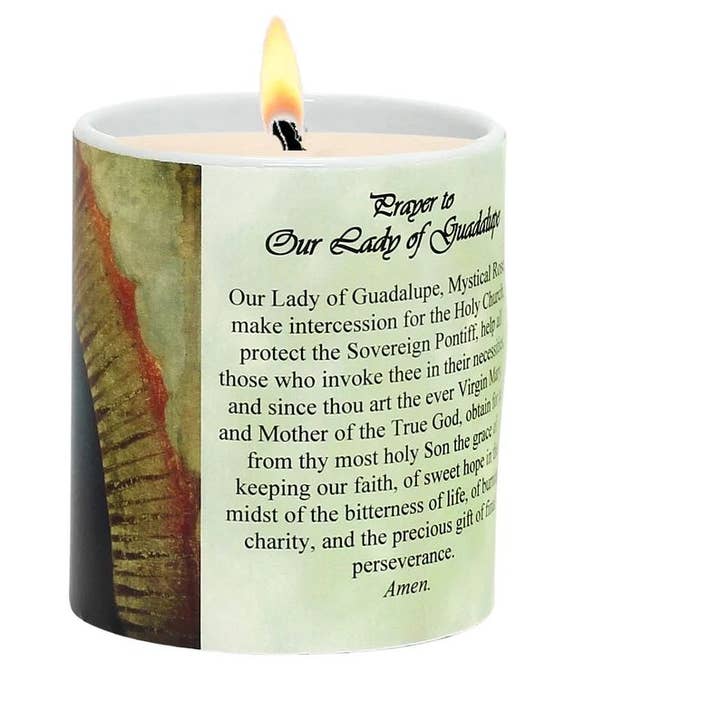 SublimArt – wholesale Jar/filled candle – SUBLIMART: Prayer Candle - Porcelain Soy Wax Candle Our Lady of Guadalupe