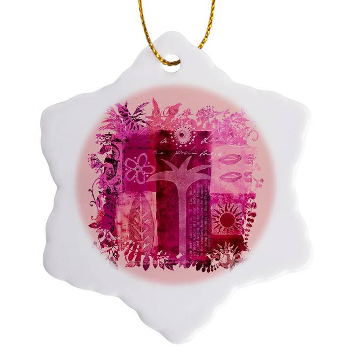 3dRose - Wholesale Ornament - 3dRose, Palm Tree Collage In Pink, Ornament