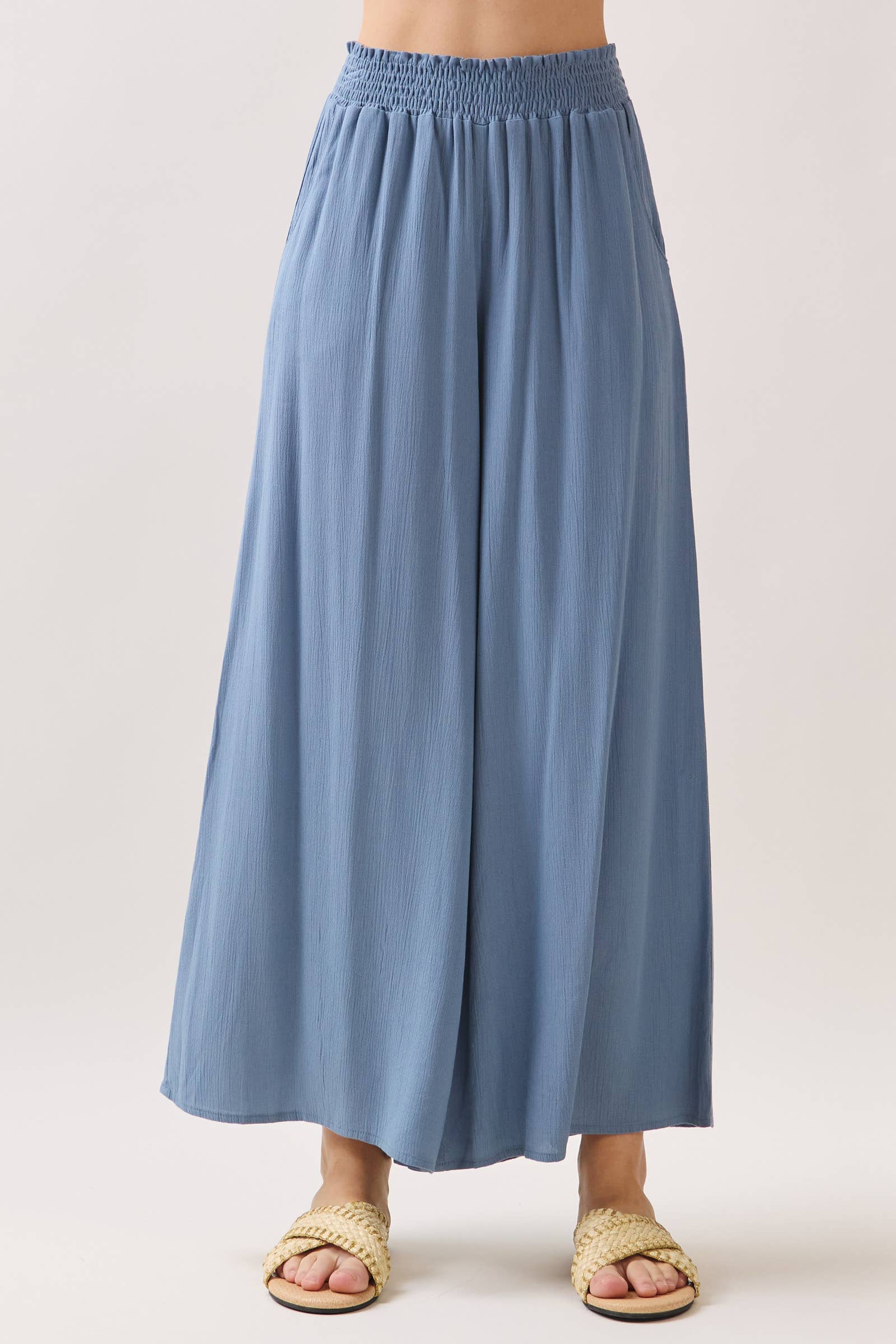 Final Touch - Wholesale Pants - Women's - Waist Smocked Wide Leg Pants - VLP70000334