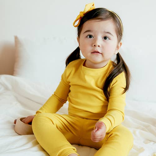 Daily Yellow Cotton Long Sleeve PJs for wholesale by Vaenait Baby