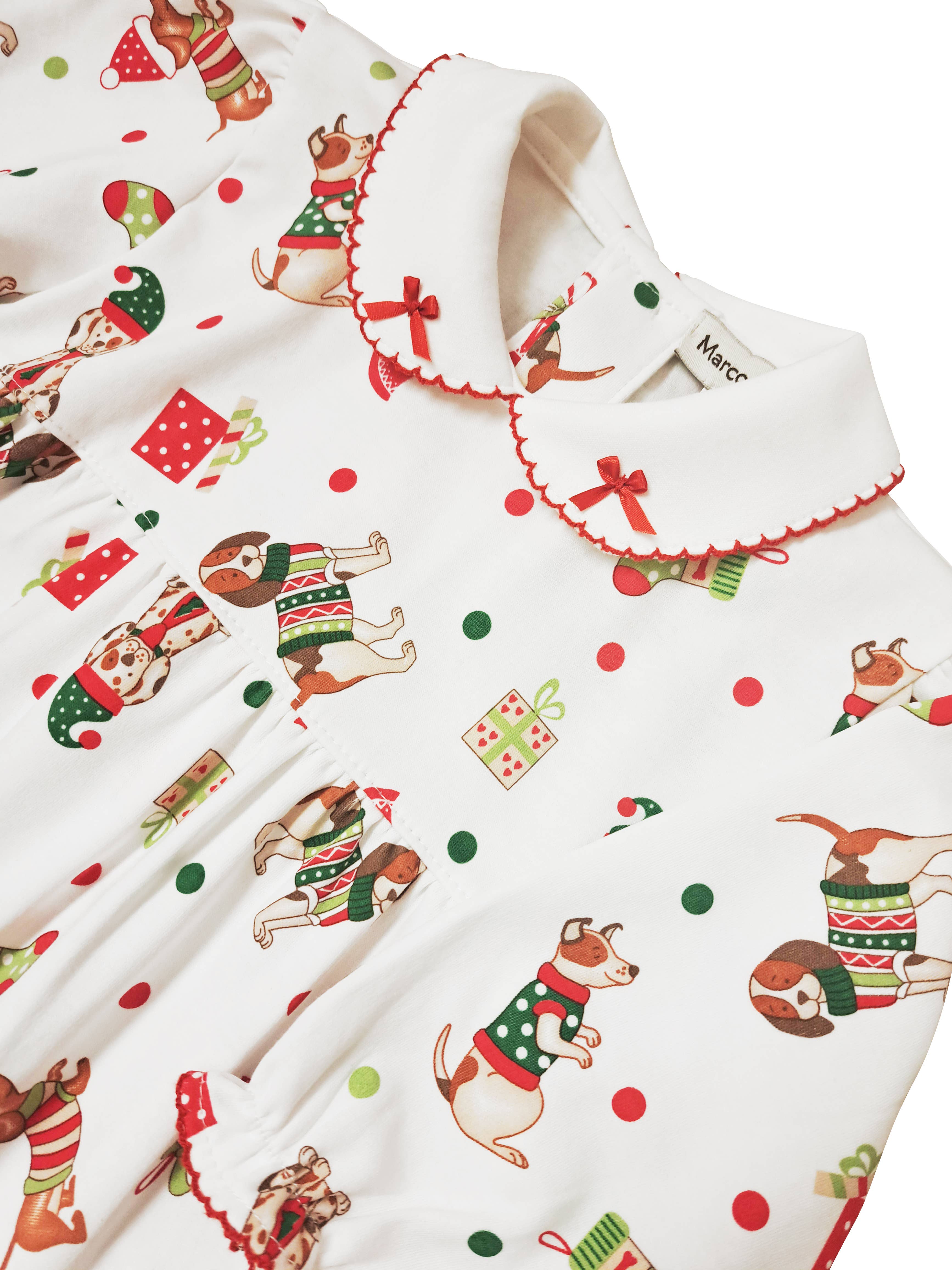 Marco and Lizzy - Wholesale Jumpsuit - Baby - Christmas Dogs Print girls Long romper Pima cotton2