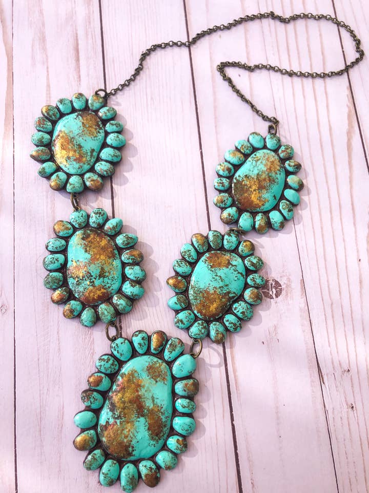 Kingston Necklace- Turquoise Stone Western Handmade Clay for wholesale by Nomadic Brunette