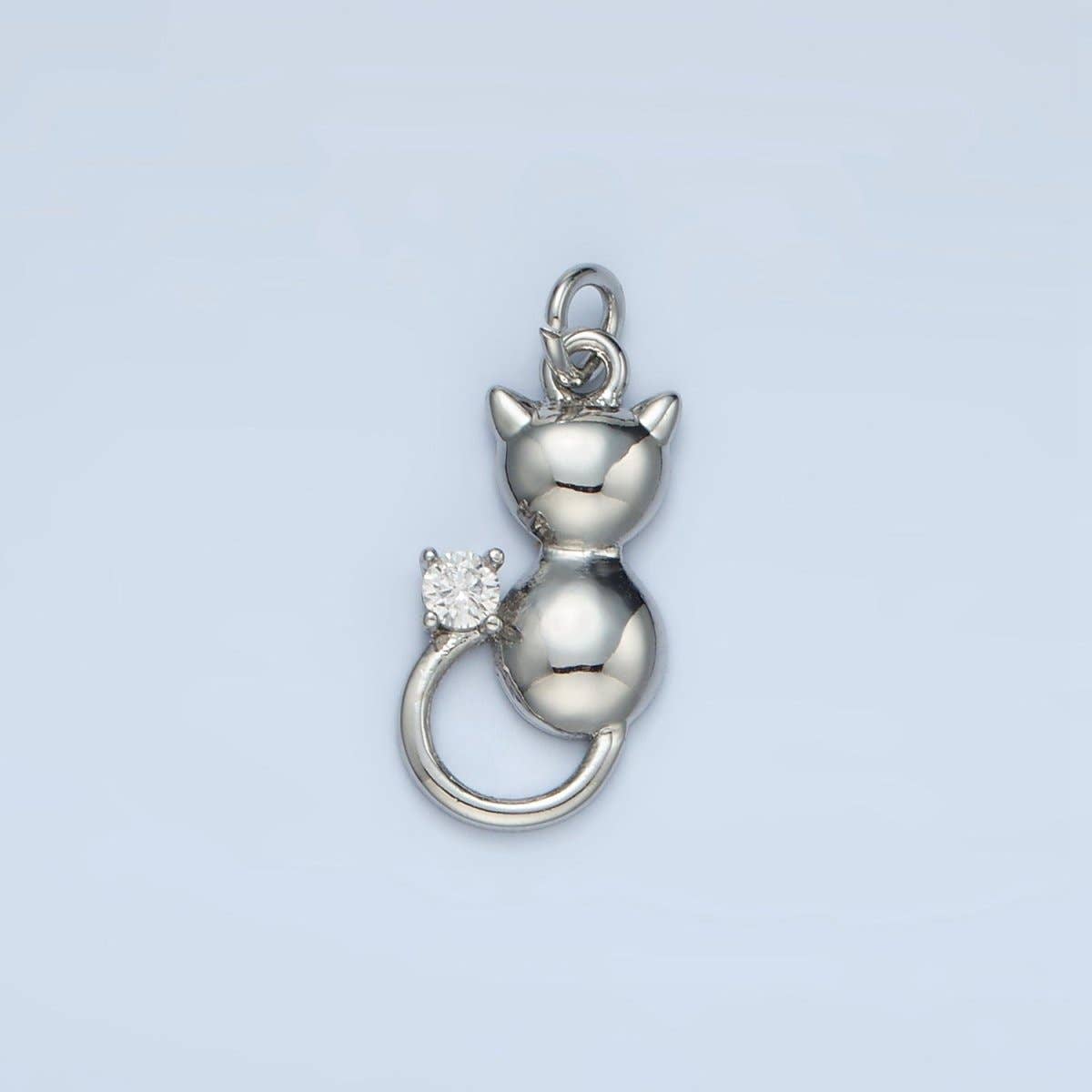 Aim Eternal - Venta al por mayor Abalorios/colgantes individuales - Charm de Animal Mascota Gatito Mini CZ Relleno de Oro de 24K en Oro y Plata | E3801