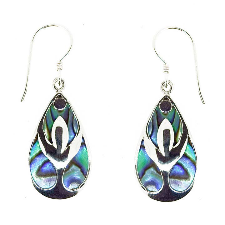 (378APAUA) Paua Shell Silver Earrings for wholesale by Vera Wolf