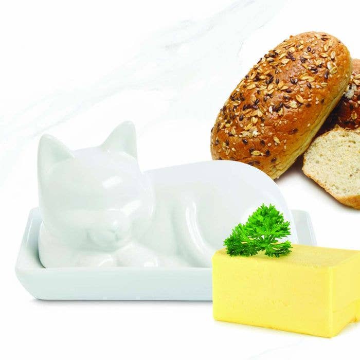 HIC - Harold Import Co. - Wholesale Kitchen Tool/Gadget - HIC Kitchen Cat Butter Dish With Lid1