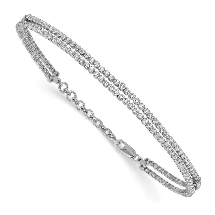 Pulsera de extensión de doble hebra con diamante cultivado en laboratorio de 2 3/4 quilates en oro blanco de 14k para venta al por mayor de Fine Diamond