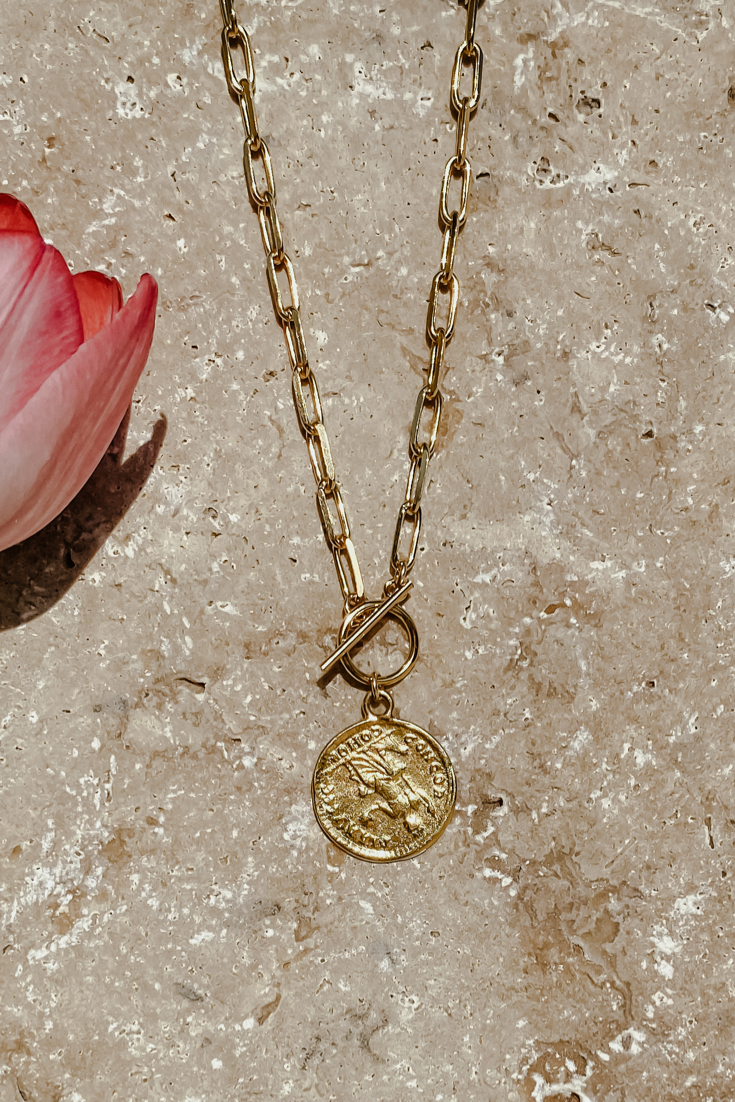 Amourbijoux – Colar pingente/pendente por atacado – Colar com medalhão folheado a ouro 16 quilates0